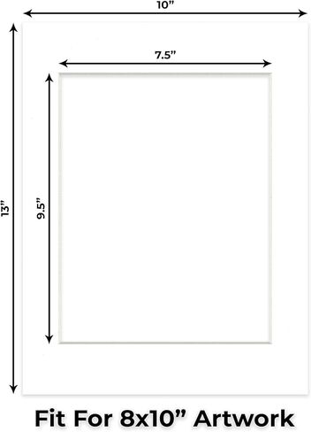 White Mat Board for 10x13 Frames - Fits 8x10 Photos - 10 Mats in Kuwait