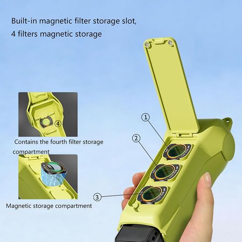 Protective Case Filter Storage for Pocket 4 3 Camera ABS Silicone Cover Shockproof Compact Design Anti Scratch Housing in Kuwait