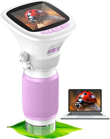 Microscope for Kids, EDCREATY 200X-1000X Portable Pocket Handheld Microscope, 2.4 High-Definition Screen, 200W Pixels for Birthday Christmas Holiday Toys Gifts for 5 6 7 8 9 10 11 12 Kids in Kuwait
