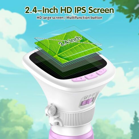 Microscope for Kids, EDCREATY 200X-1000X Portable Pocket Handheld Microscope, 2.4 High-Definition Screen, 200W Pixels for Birthday Christmas Holiday Toys Gifts for 5 6 7 8 9 10 11 12 Kids in Kuwait