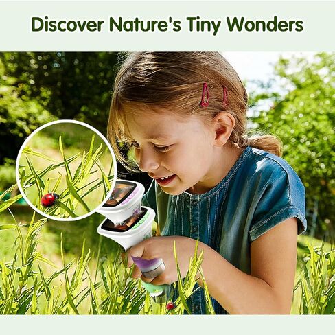 Microscope for Kids, EDCREATY 200X-1000X Portable Pocket Handheld Microscope, 2.4 High-Definition Screen, 200W Pixels for Birthday Christmas Holiday Toys Gifts for 5 6 7 8 9 10 11 12 Kids in Kuwait