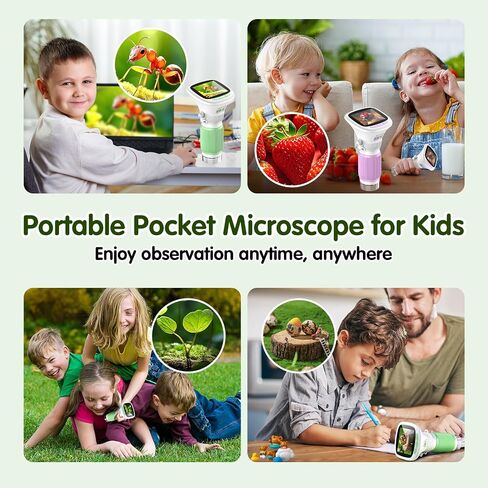 Microscope for Kids, EDCREATY 200X-1000X Portable Pocket Handheld Microscope, 2.4 High-Definition Screen, 200W Pixels for Birthday Christmas Holiday Toys Gifts for 5 6 7 8 9 10 11 12 Kids in Kuwait