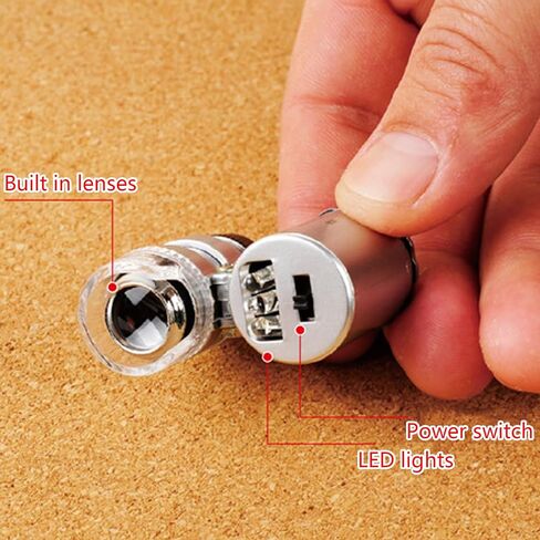 Mini Digital Microscope with LED Lights & UV Detection 60X Magnification Storage Bag Excellent for Home & Outdoor Use UV Lighted Pocket Handheld Microscopes Jewelry Observation Currency Detection 60X in Kuwait