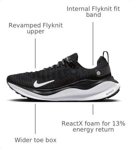 Nike InfinityRN 4 Women's Road Running Shoes (DR2670-001, Black/Dark Grey/White) Size 9.5 in Kuwait