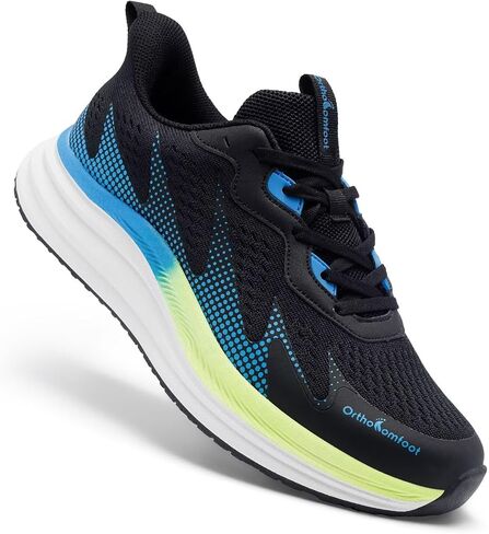 Men's Orthopedic Athletic Outdoor Walking Shoes: Plantar Fasciitis Flat Feet Arch Support for Running Hiking Trail, Slip On Neuropathy Foot Pain Relief Fit Arthritis Black Size 10 in Kuwait