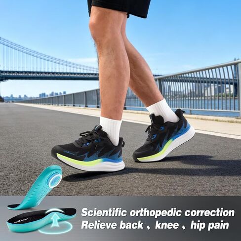 Men's Orthopedic Athletic Outdoor Walking Shoes: Plantar Fasciitis Flat Feet Arch Support for Running Hiking Trail, Slip On Neuropathy Foot Pain Relief Fit Arthritis Black Size 10 in Kuwait