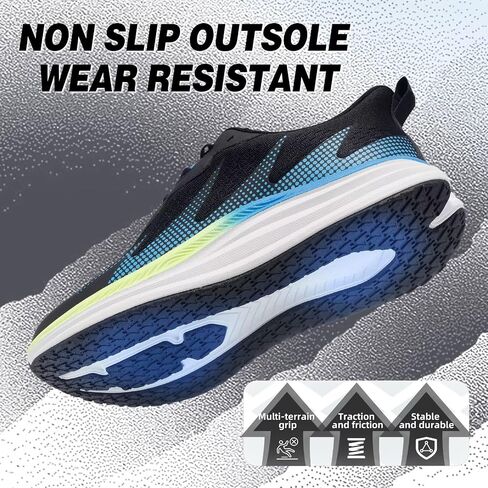 Men's Orthopedic Athletic Outdoor Walking Shoes: Plantar Fasciitis Flat Feet Arch Support for Running Hiking Trail, Slip On Neuropathy Foot Pain Relief Fit Arthritis Black Size 10 in Kuwait