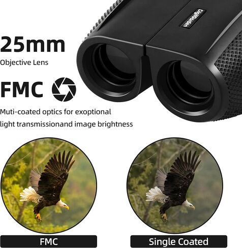 Binoculars for Adults and Kids, 12x25 HD Compact Binoculars for Bird Watching, Large Eyepiece with Low Light Vision, Easy Focus for Travel, Concerts, Hunting, Sports Games and Outdoor in Kuwait
