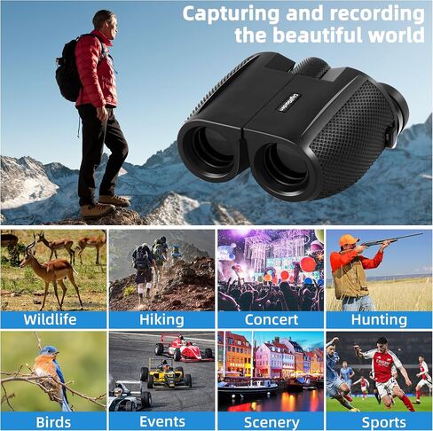 Binoculars for Adults and Kids, 12x25 HD Compact Binoculars for Bird Watching, Large Eyepiece with Low Light Vision, Easy Focus for Travel, Concerts, Hunting, Sports Games and Outdoor in Kuwait