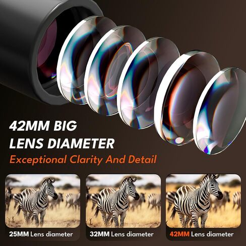 12x42 HD Binoculars for Adults & Kids High Powered Compact Binoculars with Low Light Night Vision for Bird Watching, Hunting, Cruise Travel, Camping, Hiking and Outdoor Sports, Gifts for Men in Kuwait