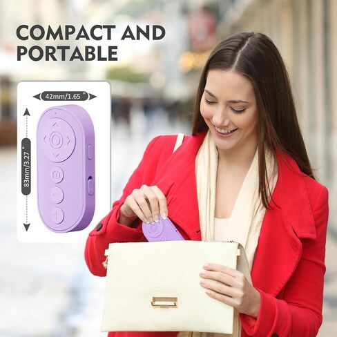 Wireless Camera Remote Control with Zoom in/Out for Android & iPhone,Versatile Shutter with Front/Rear Camera Switch,Vlogging Accessories Remote for TikTok Video & Photo,Black/Purple in Kuwait