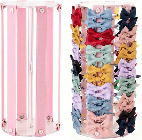 Rotating Bow Organizer for Girls - Spinning Large Capacity Hair Bow Holder with Cute Design, Effortless Hair Clip Organizer for Home Dresser, Essential Storage Solution for Girls in Kuwait