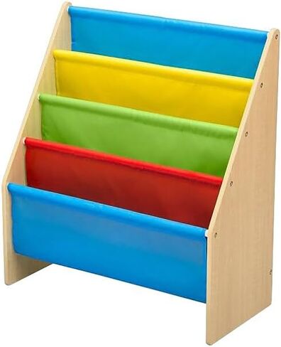 Delta Children Sling Rack Bookshelf for Kids - Easy-to-Reach Storage for Magazines or Coloring Books - Ideal for Playrooms & Homeschooling - Greenguard Gold Certified, White/Pink in Saudi Arabia