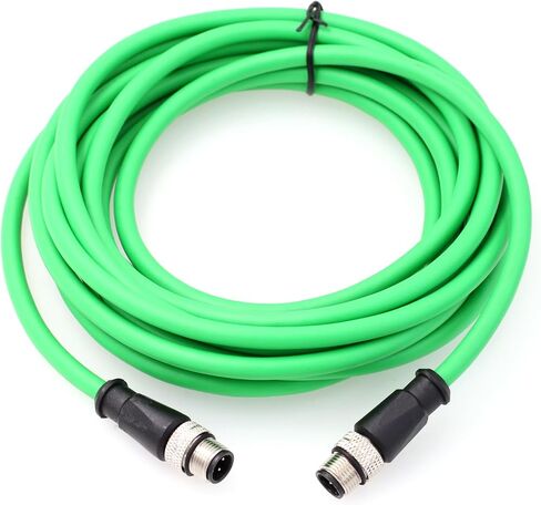 HangTon Ethernet Sensor Vision Camera M12 4 Pin D Code to M12 4 Pin D Coded Cable for Baumer Encoder Industrial Automation PLC Network 5m in Kuwait