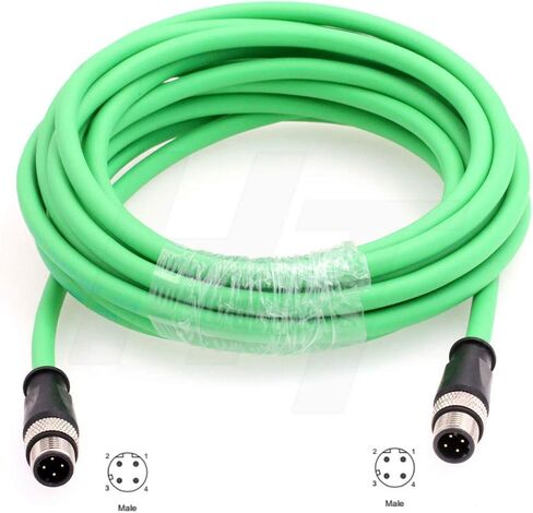 HangTon Ethernet Sensor Vision Camera M12 4 Pin D Code to M12 4 Pin D Coded Cable for Baumer Encoder Industrial Automation PLC Network 5m in Kuwait