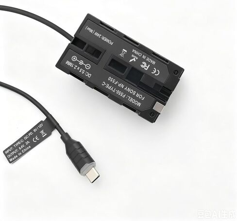 USB‑C to NP‑F550 Dummy Battery Coiled Power Cable Compatible with Sony NP‑F550/F570/F750/F770/F970, Atomos Ninja V/Shinobi/Shogun 7 Monitor, Field Monitor, LED Light, DSLR Mirrorless Camera in Kuwait