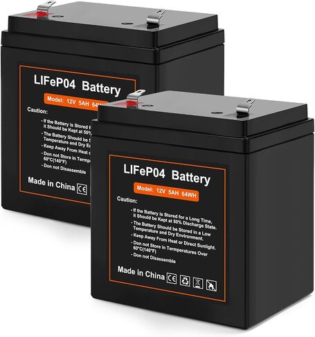 12V 5Ah LiFePO4 Rechargeable Backup Battery with BMS, 2000+ Cycles 2 Pack | Garage Door Opener Replacement Battery for Chamberlain 41A6357-1/Liftmaster 485lm 8500w/DJW12-4.5/Craftsman 4228 in Kuwait