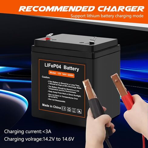 12V 5Ah LiFePO4 Rechargeable Backup Battery with BMS, 2000+ Cycles 2 Pack | Garage Door Opener Replacement Battery for Chamberlain 41A6357-1/Liftmaster 485lm 8500w/DJW12-4.5/Craftsman 4228 in Kuwait