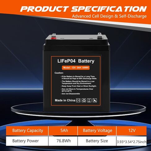 12V 5Ah LiFePO4 Rechargeable Backup Battery with BMS, 2000+ Cycles 2 Pack | Garage Door Opener Replacement Battery for Chamberlain 41A6357-1/Liftmaster 485lm 8500w/DJW12-4.5/Craftsman 4228 in Kuwait