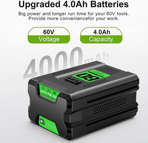 Replacement for Greenworks 60V Battery 4.0Ah,Compatible with Greenworks Pro 60v & 75+ Power Tools Battery LB60A03 LB60A02 LB602 LB6025 LB60A00 in Kuwait