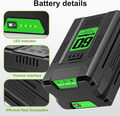 Replacement for Greenworks 60V Battery 4.0Ah,Compatible with Greenworks Pro 60v & 75+ Power Tools Battery LB60A03 LB60A02 LB602 LB6025 LB60A00 in Kuwait
