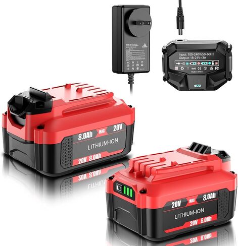 Bonacell 2Pack 20V 8000mAh Replacement for Craftsman 20V Battery and Charger Kit Compatible with Craftsman V20 Lithium Battery CMCB202 CMCB203 CMCB204 CMCB206 CMCB201 CMCB100 CMCB124 Power Tools in Kuwait