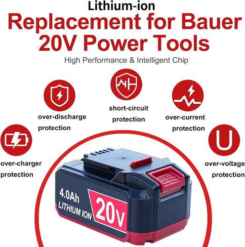 DTK Replacement for Bauer 20V Battery 4.0Ah Capacity Batteries 2 Packs in Kuwait