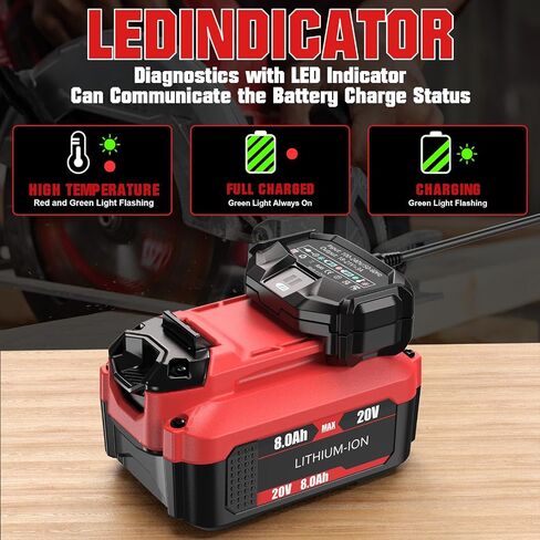 Bonacell 2Pack 20V 8000mAh Replacement for Craftsman 20V Battery and Charger Kit Compatible with Craftsman V20 Lithium Battery CMCB202 CMCB203 CMCB204 CMCB206 CMCB201 CMCB100 CMCB124 Power Tools in Kuwait