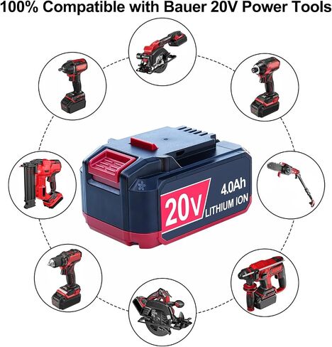 DTK Replacement for Bauer 20V Battery 4.0Ah Capacity Batteries 2 Packs in Kuwait