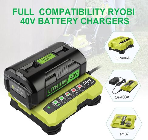 40V 6.5Ah Replacement for Ryobi 40V Battery and Charger Kit Compatible with Ryobi Battery 40 Volt OP4026 OP40601 OP4050A OP4040 OP4030 OP4050 with OP401 40 Volt Charger in Kuwait