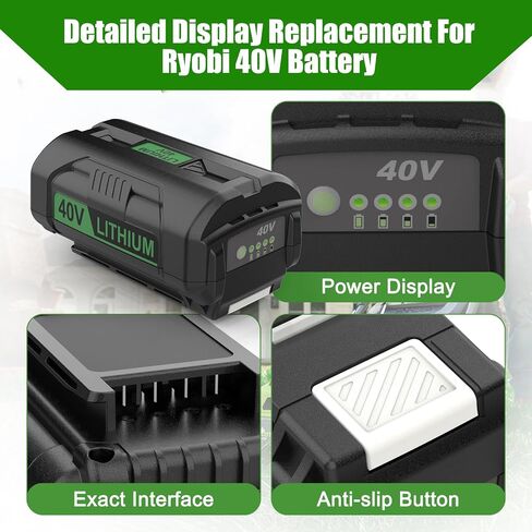 40V 6.5Ah Replacement for Ryobi 40V Battery and Charger Kit Compatible with Ryobi Battery 40 Volt OP4026 OP40601 OP4050A OP4040 OP4030 OP4050 with OP401 40 Volt Charger in Kuwait