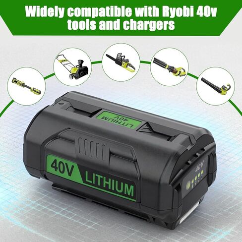 40V 6.5Ah Replacement for Ryobi 40V Battery and Charger Kit Compatible with Ryobi Battery 40 Volt OP4026 OP40601 OP4050A OP4040 OP4030 OP4050 with OP401 40 Volt Charger in Kuwait