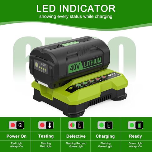 40V 6.5Ah Replacement for Ryobi 40V Battery and Charger Kit Compatible with Ryobi Battery 40 Volt OP4026 OP40601 OP4050A OP4040 OP4030 OP4050 with OP401 40 Volt Charger in Kuwait