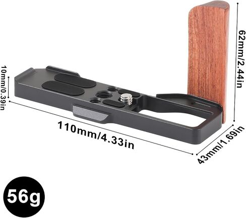 Fotga Lightweight Wooden L-Shape Side Hand Grip Handle Grip for Ricoh GRIV GR4 Digital Camera,Compatible Arca Swiss Tripod | 1/4"-20 and 3/8"-16 Mount for Tripod,Cold Shoe on Bottom in Kuwait