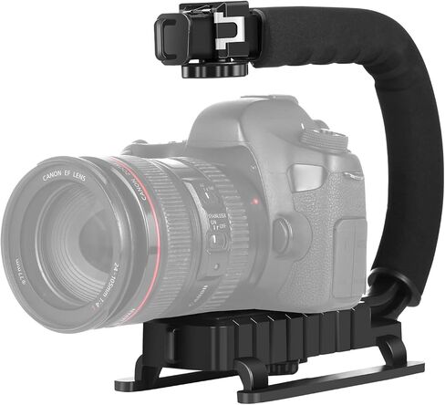 C-Shaped Camera Bracket, PULUZ Plastic U Shape Handle Stabilizer Grip Stabilizing Steadicam Low Position Shooting System with Cold Shoe for DSLR SLR Point and Shoot Cameras & Video Camcorders DC in Kuwait
