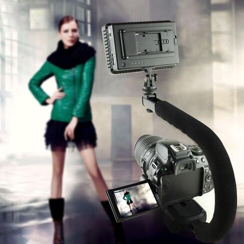C-Shaped Camera Bracket, PULUZ Plastic U Shape Handle Stabilizer Grip Stabilizing Steadicam Low Position Shooting System with Cold Shoe for DSLR SLR Point and Shoot Cameras & Video Camcorders DC in Kuwait