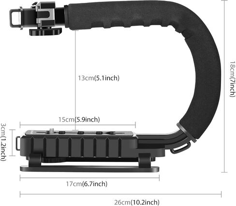 C-Shaped Camera Bracket, PULUZ Plastic U Shape Handle Stabilizer Grip Stabilizing Steadicam Low Position Shooting System with Cold Shoe for DSLR SLR Point and Shoot Cameras & Video Camcorders DC in Kuwait