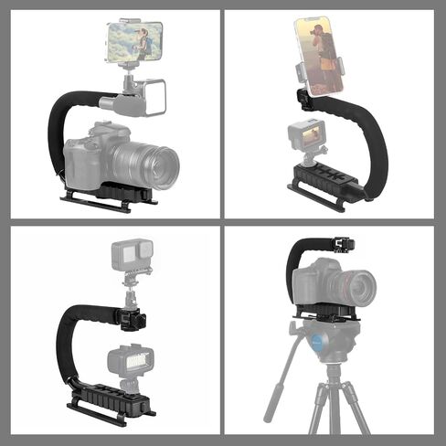 C-Shaped Camera Bracket, PULUZ Plastic U Shape Handle Stabilizer Grip Stabilizing Steadicam Low Position Shooting System with Cold Shoe for DSLR SLR Point and Shoot Cameras & Video Camcorders DC in Kuwait