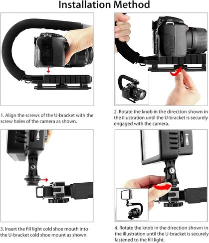 C-Shaped Camera Bracket, PULUZ Plastic U Shape Handle Stabilizer Grip Stabilizing Steadicam Low Position Shooting System with Cold Shoe for DSLR SLR Point and Shoot Cameras & Video Camcorders DC in Kuwait