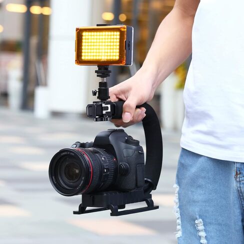 C-Shaped Camera Bracket, PULUZ Plastic U Shape Handle Stabilizer Grip Stabilizing Steadicam Low Position Shooting System with Cold Shoe for DSLR SLR Point and Shoot Cameras & Video Camcorders DC in Kuwait