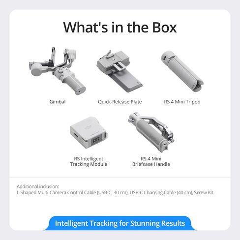 DJI RS 4 Mini Combo, Gimbal Stabilizer for Cameras Canon/Sony/Panasonic/Nikon/Fujifilm, Auto Axis Locks, Intelligent Tracking, 2kg/4.4lbs Payload, Camera Gimbal, Camera Stabilizer, Briefcase Handle in Kuwait