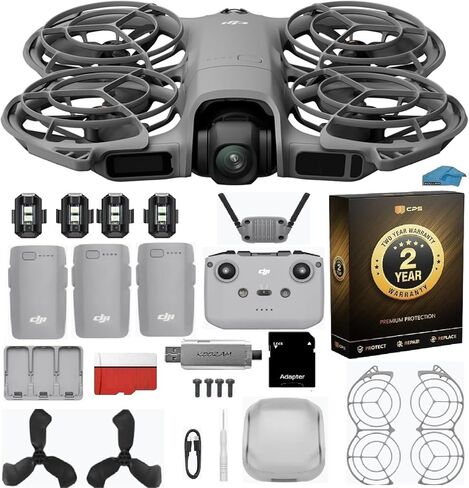 DJI Neo 2 Fly More Combo with 2-Year Warranty & RC-N3 Remote | 3-Battery 4K Drone Bundle | Includes 128GB MicroSD, Strobe Lights & USB 3.0 Reader in Kuwait