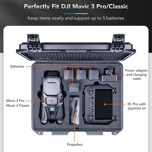 Lykus Titan M350 Waterproof Hard Case for DJI Mavic 3 Pro/Classic, RC Pro and DJI RC Simultaneously, Support RC Lanyard [CASE ONLY] in Kuwait