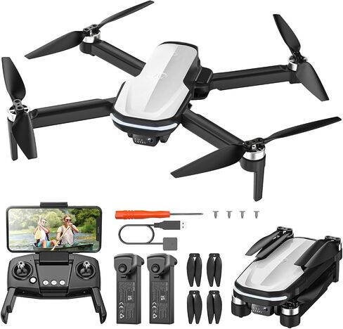 Holy Stone FPV Drone with 1080P HD Camera for Beginner Adults and Kids, HS280D Foldable RC Quadcopter with Brushless Motor, Optical Flow, Tap Fly, Voice Control, Gesture Selfie, 2 Modular Batteries in Kuwait