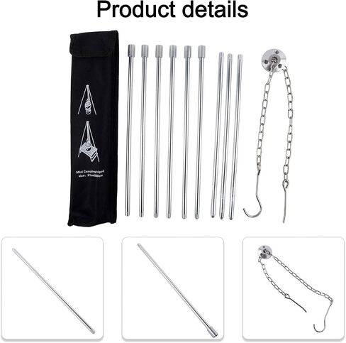 80CM Aluminum Camping Tripod Adjustable Height Outdoor Cooking Stand Stable Three Leg Design Lightweight Portable for Lantern Dutch Oven Coffee Pot Silver in Kuwait
