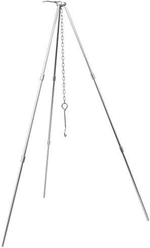 80CM Aluminum Camping Tripod Adjustable Height Outdoor Cooking Stand Stable Three Leg Design Lightweight Portable for Lantern Dutch Oven Coffee Pot Silver in Kuwait