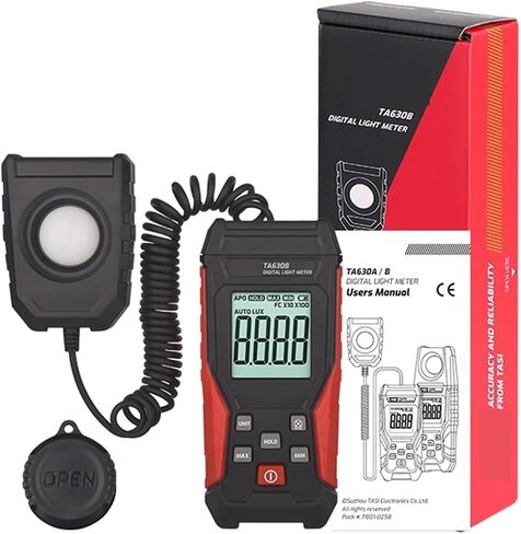 TA630A TA630B 0.1-200000Lux/0.01-20000FC Digital Illuminance Lux Meter LCD | Wide-range sensor measures illuminance in Lux or FC with clear display, data hold and portable operation(TA630B) in Kuwait