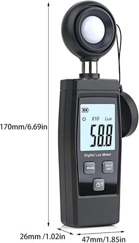 Digital Lux Light Meter for Illuminance Photography and LED Testing | Wide-range sensor measures illuminance in Lux or FC with clear display, data hold and portable operation in Kuwait