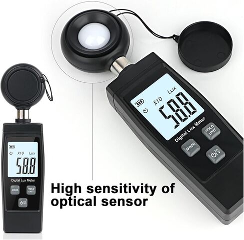 Digital Lux Light Meter for Illuminance Photography and LED Testing | Wide-range sensor measures illuminance in Lux or FC with clear display, data hold and portable operation in Kuwait