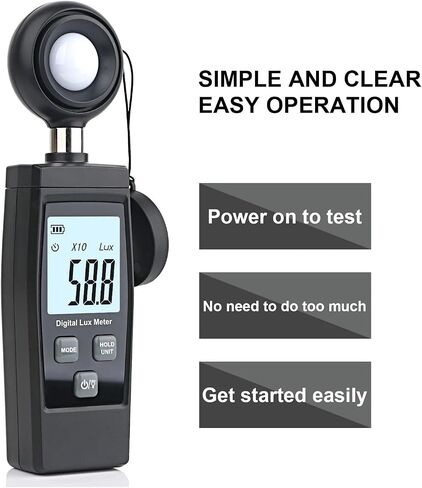 Digital Lux Light Meter for Illuminance Photography and LED Testing | Wide-range sensor measures illuminance in Lux or FC with clear display, data hold and portable operation in Kuwait